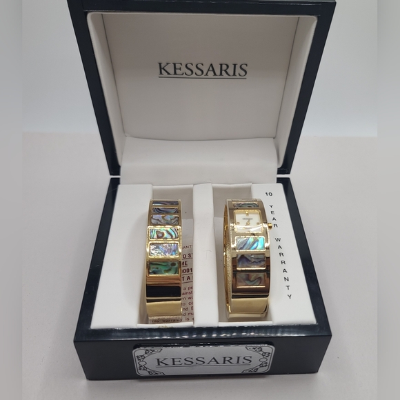 Kessaris Abalone inlaid Ladies Wrist Watch & matching Bracelet Set box - Picture 1 of 6